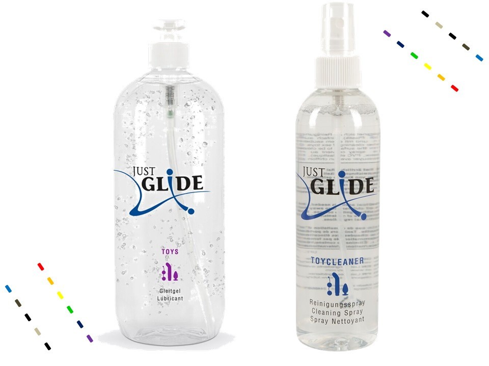♥ 1L (1000ml) Just Glide Toys + 250ml Reinigungsspray Toycleaner Gleitgel