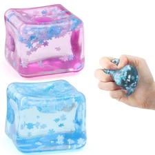 Ice Cube Fidget Toy 2 Pack - Sensory Stress Relief Balls for Kids  Adults