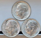 Three Choice BU/Toned  1954 Silver Roosevelt Dimes
