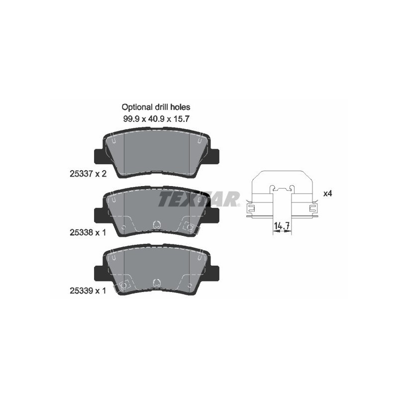 TEXTAR 2533703 Brake Pads Set Rear for i30 Ceed i20 i10 Soul Carens XCeed ProCee
