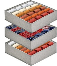 3 Pack Sock Underwear Drawer Organizer Dividers, 72 Cell Fabric Foldable Cabinet