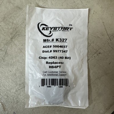 NEW Keystart Key MFR# K327 ACE# 5004037 DIST# 9977347 Chip: 4D63 (40BIT)