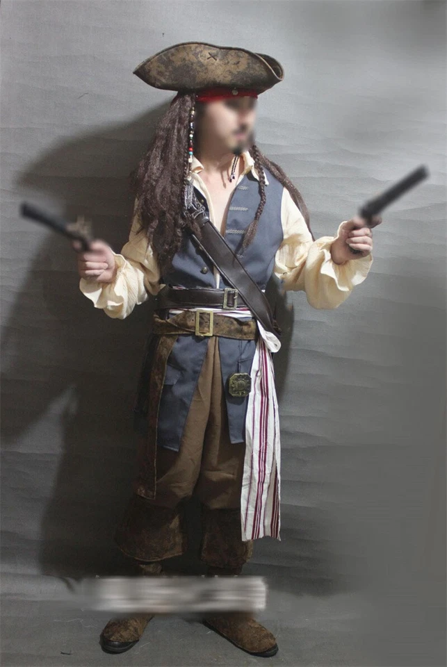 Adulto Jack Sparrow Disfraz Piratas del Caribe Trajes Juegos con disfraces Halloween Foto 3 de 4