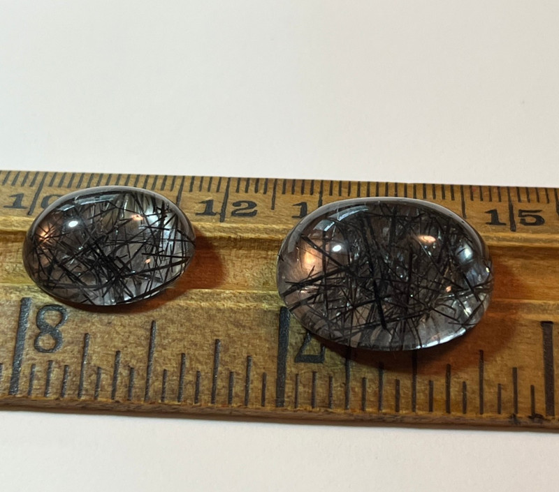 Black Tourmaline Rutilated Rutile Quartz Polished Gemstones Cabochon -2-
