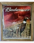 VINTAGE 2000s LARGE BUDWEISER BEER PHEASANT BIRD HUNTING MIRROR SIGN 33X28