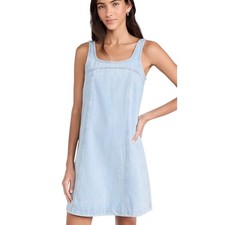 Madewell Dress Womens 2 Blue Denim Square Neck Tank Mini Sleeveless Casual