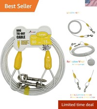 15ft Reflective Tie-Out Cable for Large Dogs Up to 90 Pounds