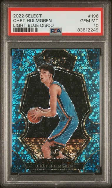 2022-23 Panini Select Light Blue Disco Prizm Chet Holmgren RC Rookie /99 PSA 10