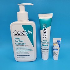 CeraVe Acne Essentials Skincare Kit, 3 Piece Set w/ Cleanser  Gel EXP: 10/2028