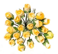 Dollhouse Miniature Half-Bloom Yellow Roses 2 Dozen by Falcon Miniatures