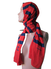 Vintage Chanel Silk Long Scarf RED  BLUE Shawl Head Scarf Wrap Stole
