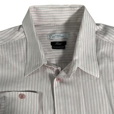 Versace Collection Shirt Mens 16.5 42 Pink Stripe Dress Long Sleeve Button Front