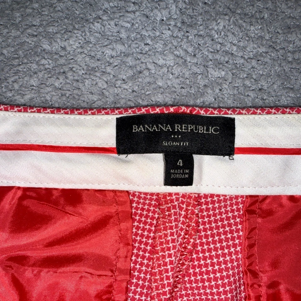Pantalones Cortos Banana Republic Sloan Fit Rojo Blanco Cuadros Guinga Talla 4 Foto 2 de 4