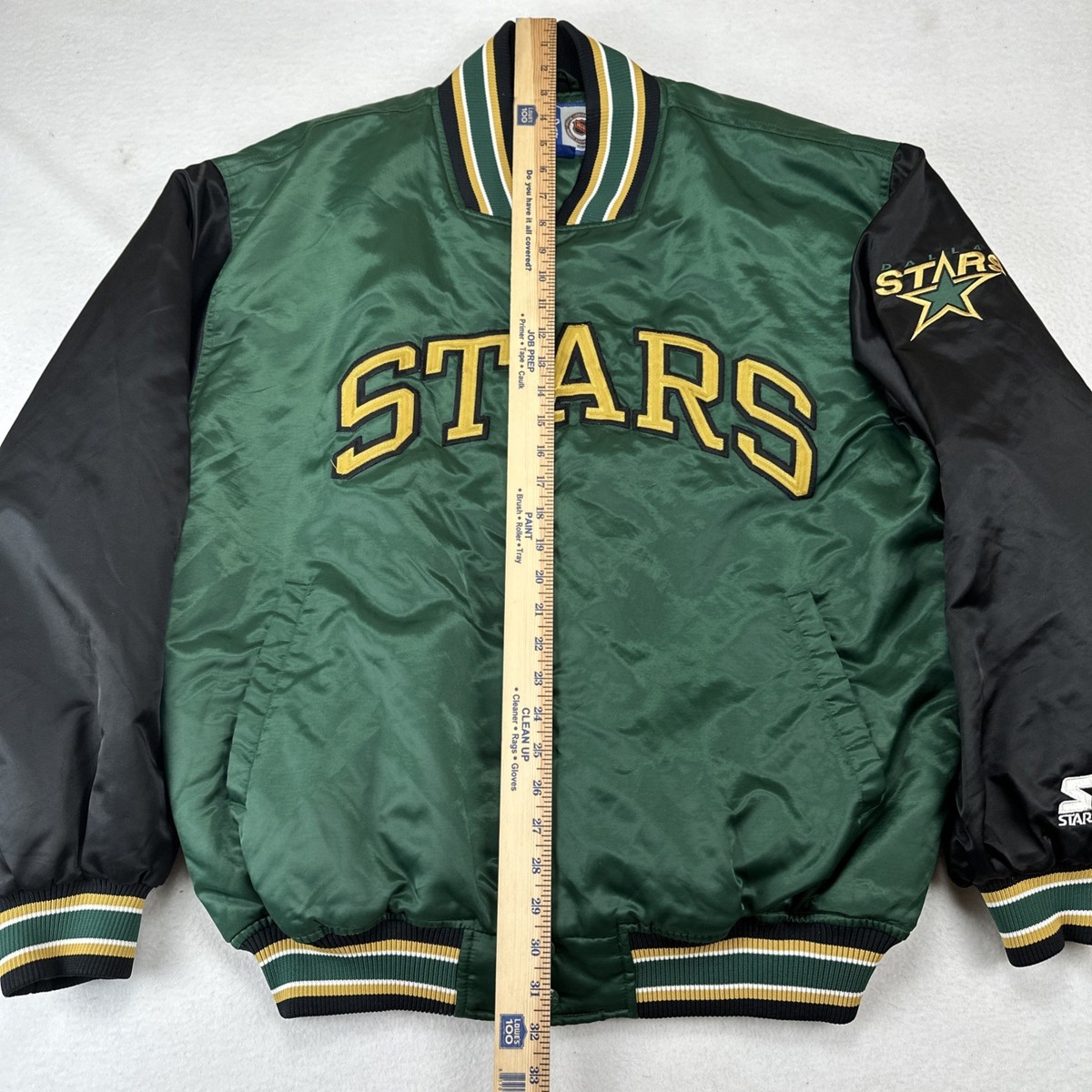 sam's ナイロンジャケット・パンツセット オリーブグリーン VTG Dallas Stars Starter Jacket NHL Satin Varsity Green Black Snap