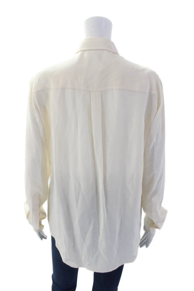 Camisa de seda Joseph para mujer manga larga con botones cosidos al frente bolsillo blanca FR 38 Foto 3 de 4