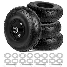 phepetroll 4.10/3.50-4 10" Solid Tire Wheel Set w/5/8" Axle for Cart Wagon