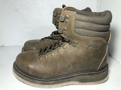 Simms Freestone Boots Mens 8 Brown Leather Fly Fishing Felt Sole Wading Boots