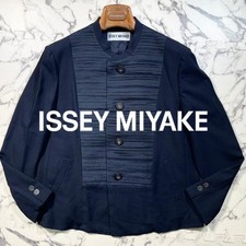 ISSEY MIYAKE IM31-FD029 Pleated Wool Blend Navy Jacket 1993 Spring EL AGA