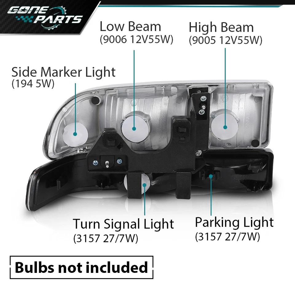 Faros esquineros cromados ámbar aptos para Chevy Blazer S10 1998-2005 lámparas de parachoques Foto 4 de 4