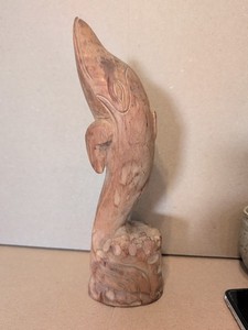 Hand Carved Wooden Orca Whale Figurine Northwest Native Style Totem Art 11"