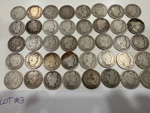 Roll of 90% Siver Bullion Barber Quarters-Lot 3