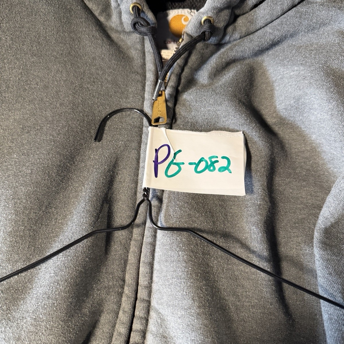 Carhartt J149 CHH Hoodie Mens Large Charcoal Heather Thermal Lined