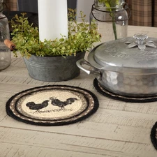 Trivet Sawyer Mill Charcoal Jute Farmhouse 8in Poultry Table Decor VHC Brands