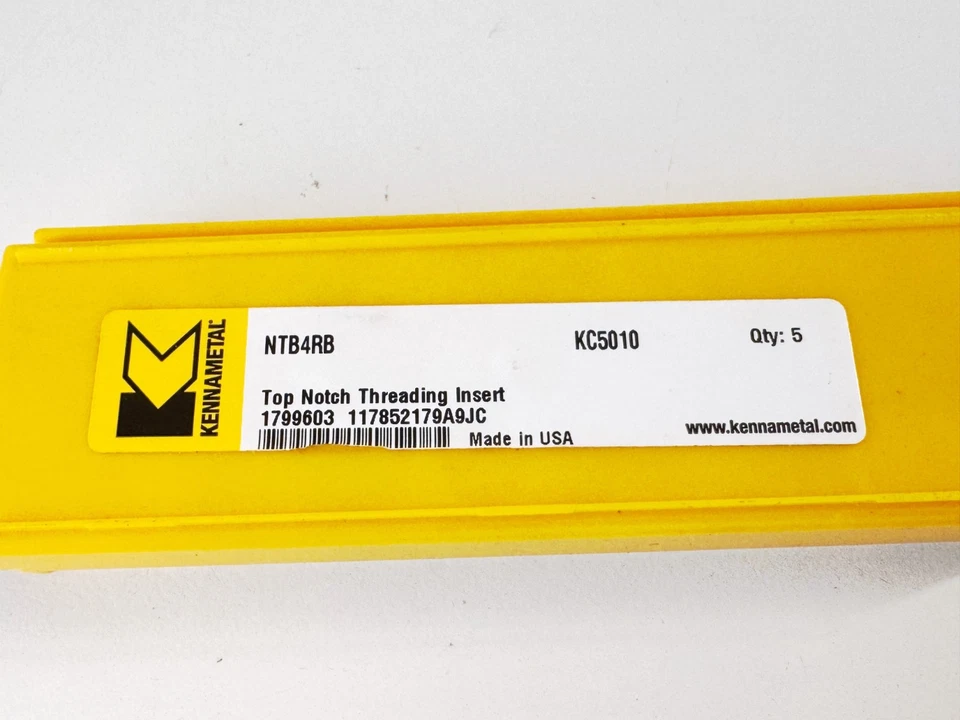 (4) KENNAMETAL NTB4RB KC5010 Top Notch Carbide Indexable Threading Insert TiAlN - Image 3 of 3