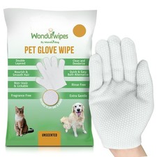 6pc. Premium Pet Glove Cleaning Wipes for Dogs Cats Textured, white
