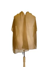 H75#Laura Biagiotti Women’s Scarf 100% Silk Sheer Brown Italy Designer Wrap Shaw