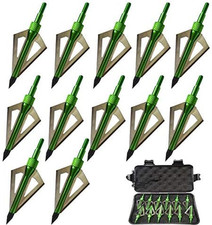 3 Blade Archery Broadhead 100 Grain Arrow Tips Crossbow and Compound Bow 12 Pack