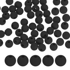 50-Pack Silicone Beads 6mm for DIY Crafts/Bracelet Black 