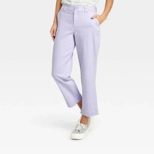 Women's High-Rise Straight Leg Crop Pants - A New Day Light Purple Size 4