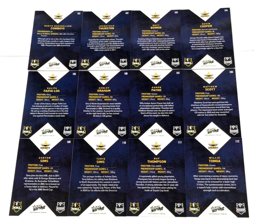 2011 SELECT NRL STRIKE CARD BASE CARD FULL TEAM SET NTH QLD COWBOYS (12) - Picture 3 of 3