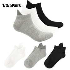 1/3/5Pairs Mens Low Cut Ankle Breathable Cotton Cushion Athletic Running Socks