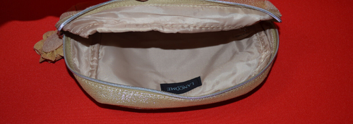 Beige Lancome Comsetic Bag Makeup Case Travel Organizer Zipper Clutch Sparkle - Picture 3 of 5