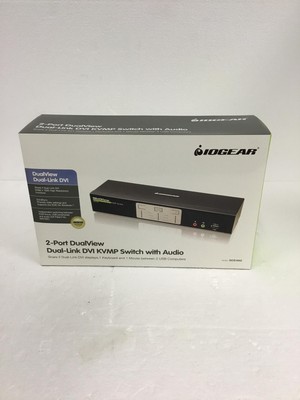 IOGEAR GCS1642 Dual View Switch 2 Port w/2 Dual-Link DVI-D KVM Cables & Adapter
