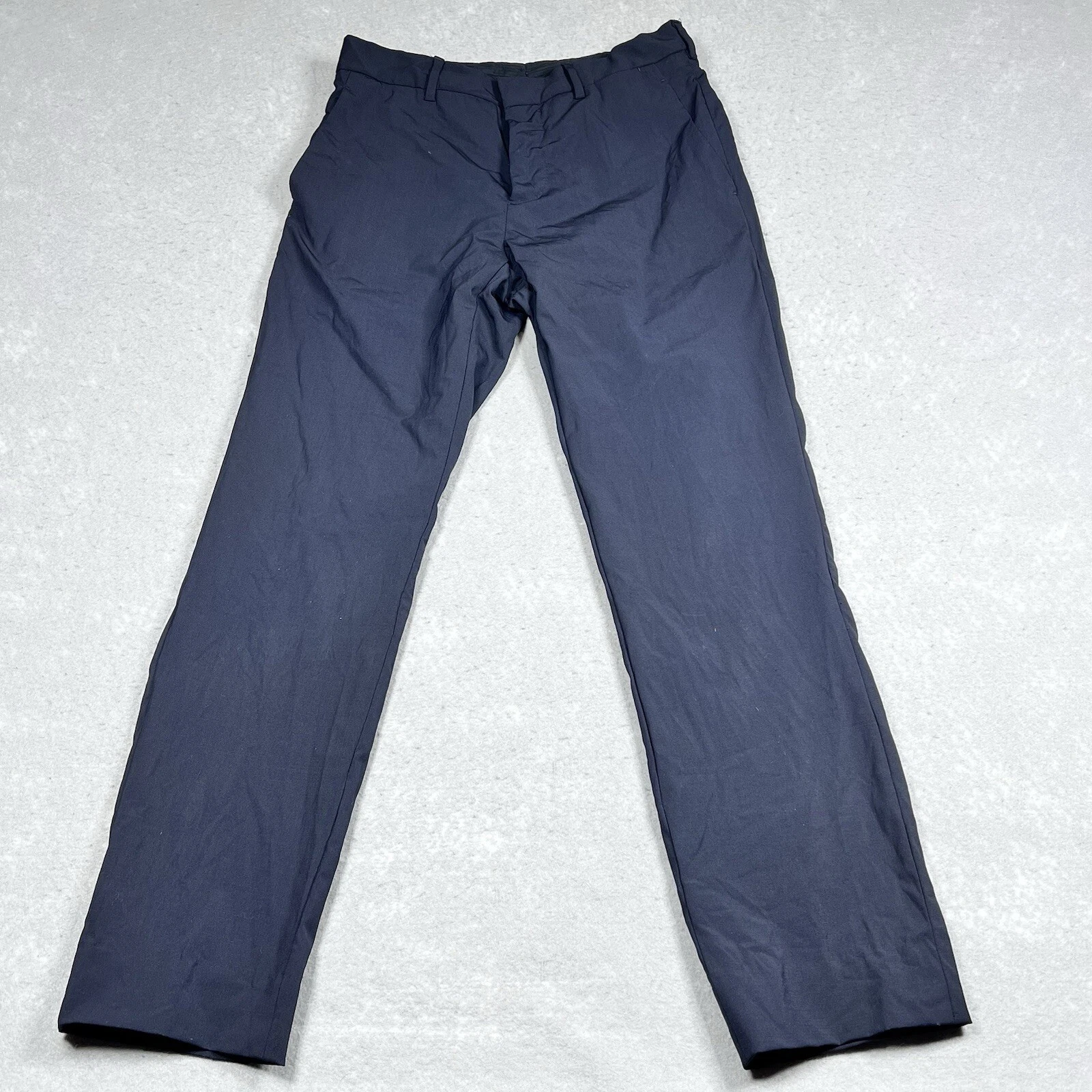 Pantaloni Prada Milano donna taglia 44 26 blu bottoni davanti gamba affusolata pantaloni casual