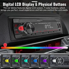 Single Din Car Stereo Bluetooth 5.0 Multimedia Audio Receiver Push Talk Assist