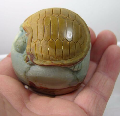 #7 144g Natural Jasper Hand Carved Sea Turtle Carving Specimen 5 1/8 oz 57mm - Afbeelding 1 van 10