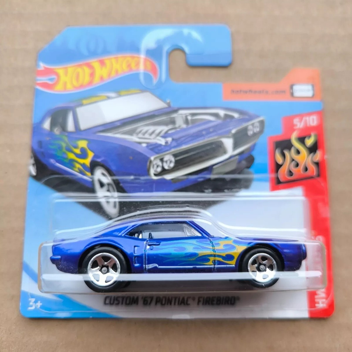 Hot Wheels SHORT CARD 2018 HW FLAMES CUSTOM 67 PONTIAC FIREBIRD