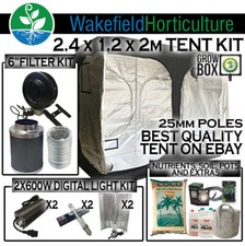 GrowTent Kit 2.4x1.2 x2M 25mm Poles DigitalLightKit 6" Extraction High power Kit