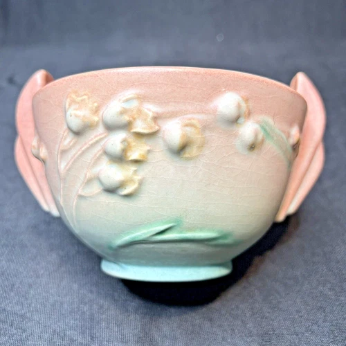 VINTAGE ROSEVILLE POTTERY 325-5 PINK IXIA 1930's ART DECO VASE 3 In Hi 5 In Wide