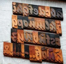 A-Z alphabet 3.54" letterpress wooden printing blocks wood type Vintage printer