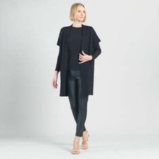 Clara Sun Woo Ponte Knit Cap Sleeve Pocket Vest Xs Black Vpjk