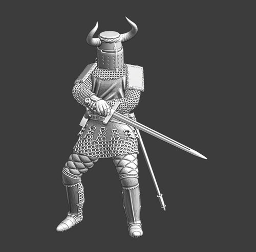 Northern Crusades Miniatures Medieval Crusader Foot Knight Horned Great Helm 3D - 第 2/7 張圖片