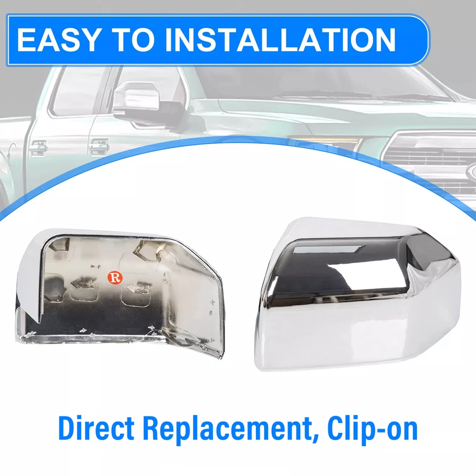For 2015-2020 Ford F150 Top Chrome Pair Replacement Mirror Covers Caps F-150 Foto 3 de 4
