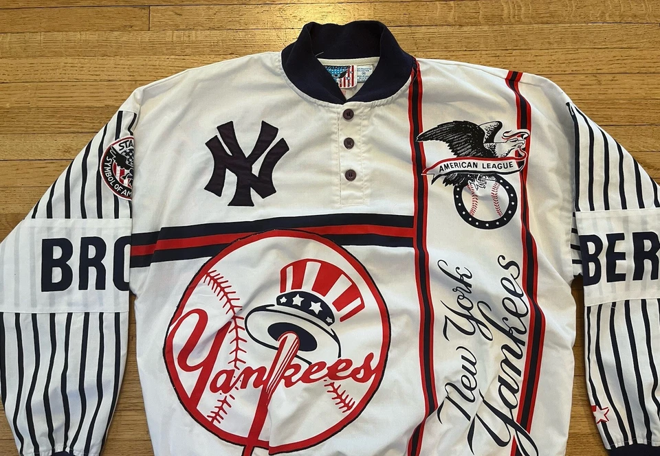 New York Yankees Vintage Starter Pullover AOP Bronx Bombers Mens M EUC  - Image 3 of 4