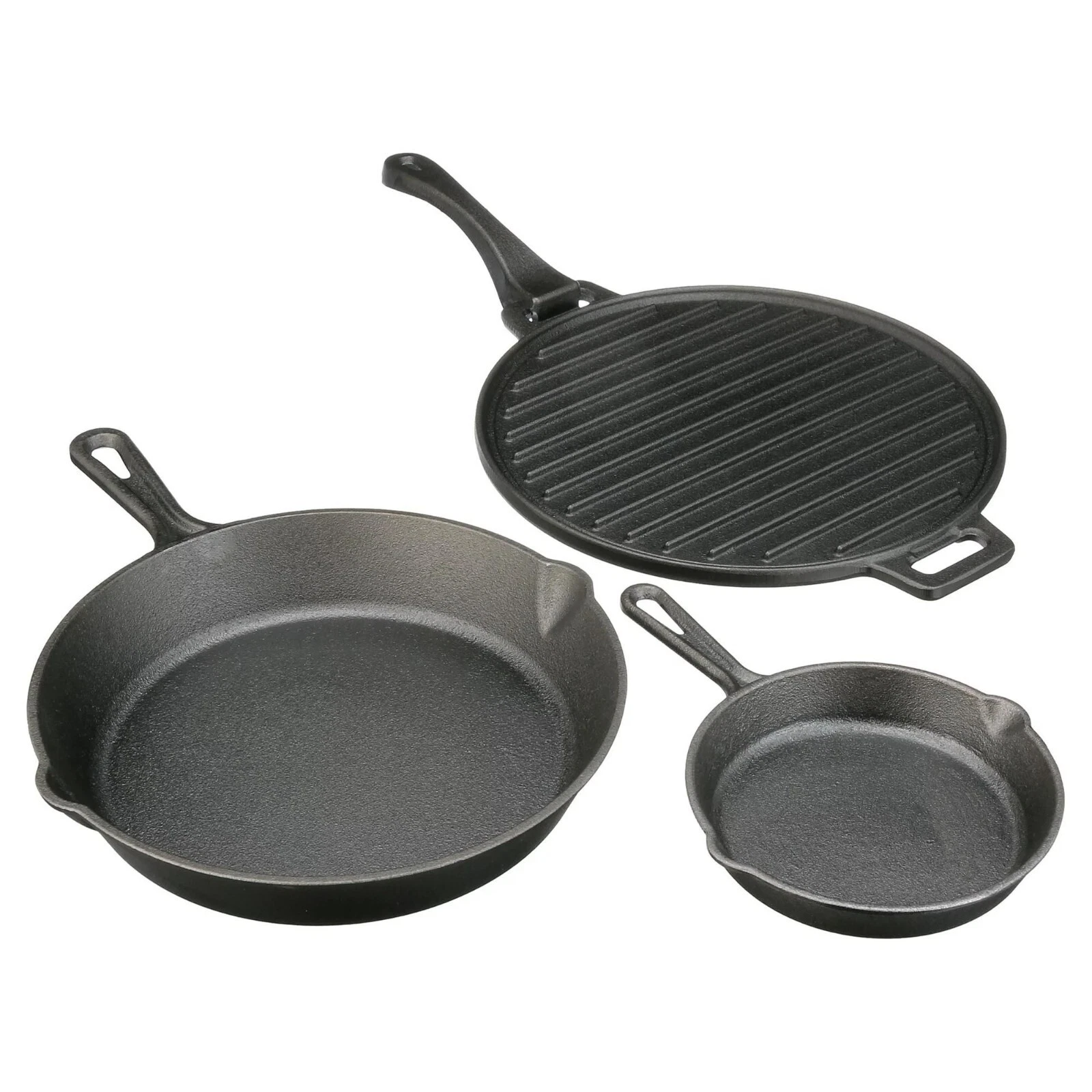 Ozark Trail Cast Iron Skillet Set Pre-Seasoned W/ Handle , 6", 10.5"& 11"(4 pcs)
Opens in a new wind