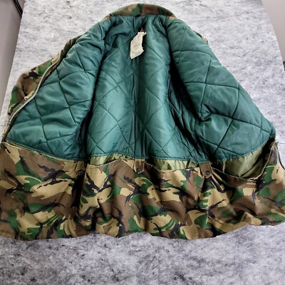 Vintage Military Jacket Mens Tall Large Green Brown Camo Army Thermo King  Hoodie